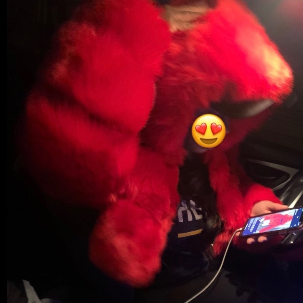 Red Faux Fur Short Coat size small